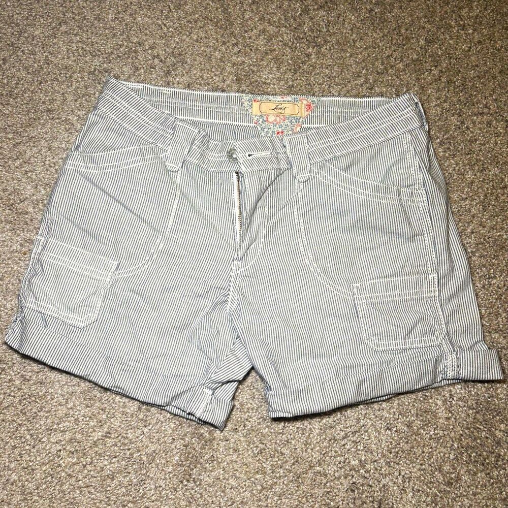 VTG Levi's Women's Striped Cargo Shorts Gray/White Size 4 Cotton Elastane